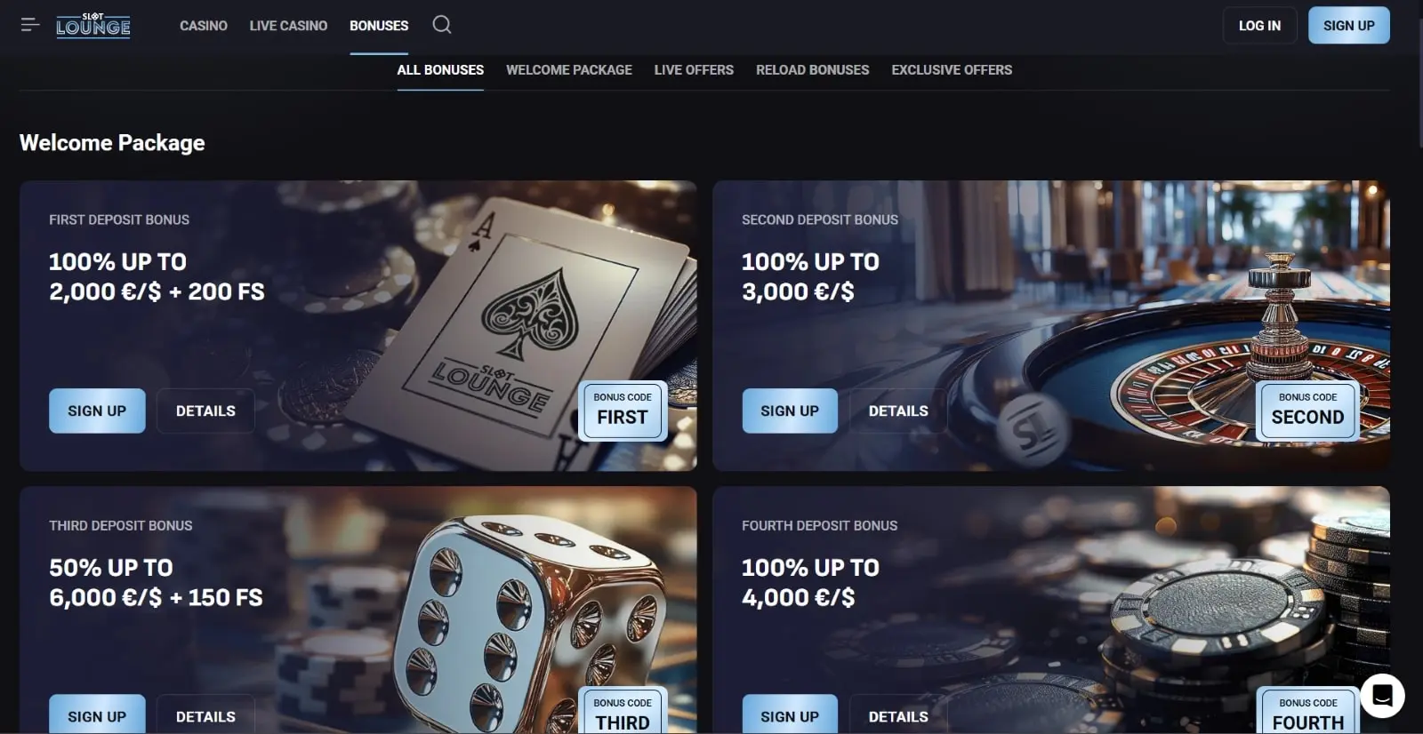 Slotlounge interface